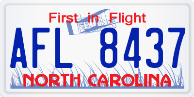NC license plate AFL8437