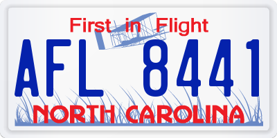 NC license plate AFL8441