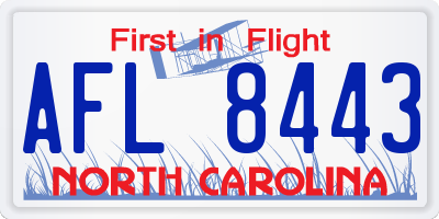 NC license plate AFL8443