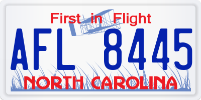 NC license plate AFL8445