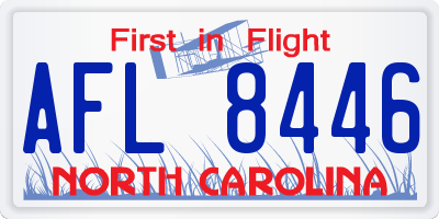 NC license plate AFL8446