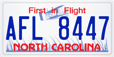NC license plate AFL8447