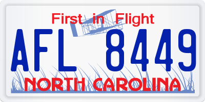 NC license plate AFL8449