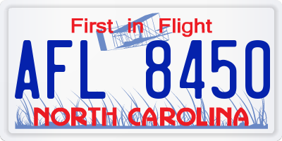 NC license plate AFL8450