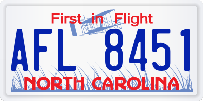 NC license plate AFL8451