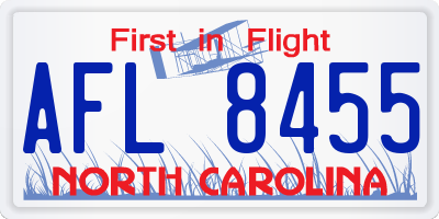 NC license plate AFL8455