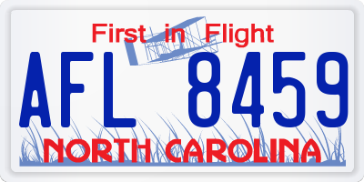 NC license plate AFL8459