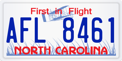 NC license plate AFL8461