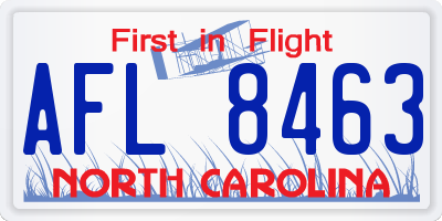 NC license plate AFL8463