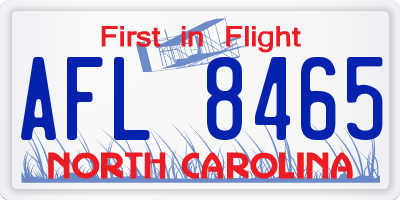 NC license plate AFL8465