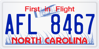 NC license plate AFL8467