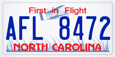 NC license plate AFL8472