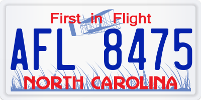 NC license plate AFL8475