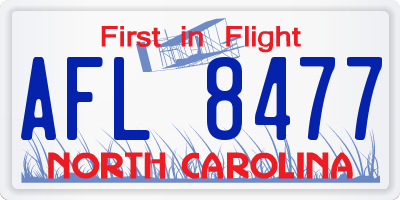 NC license plate AFL8477