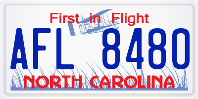 NC license plate AFL8480