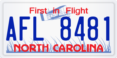NC license plate AFL8481