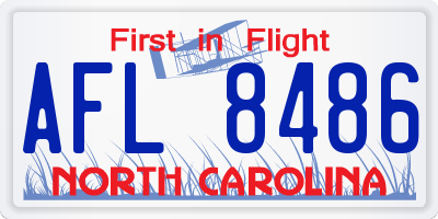 NC license plate AFL8486