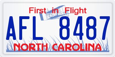 NC license plate AFL8487