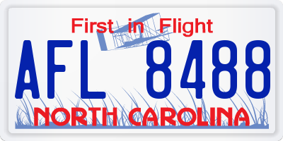 NC license plate AFL8488