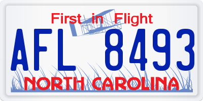 NC license plate AFL8493