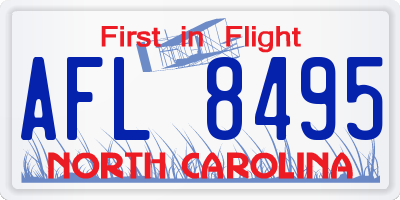 NC license plate AFL8495