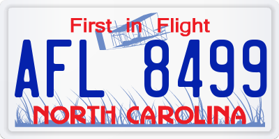 NC license plate AFL8499