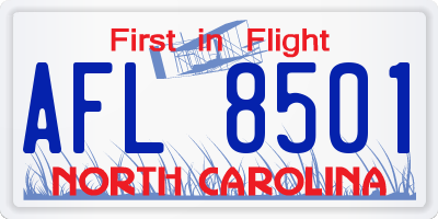 NC license plate AFL8501