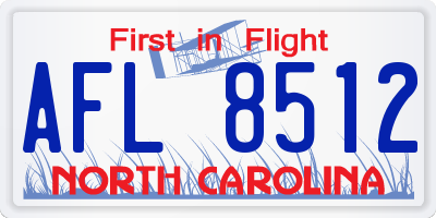NC license plate AFL8512