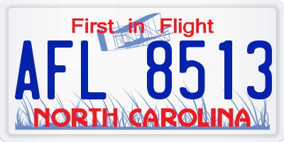 NC license plate AFL8513