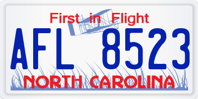 NC license plate AFL8523