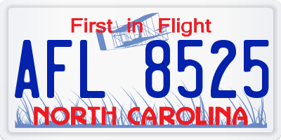 NC license plate AFL8525