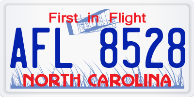 NC license plate AFL8528