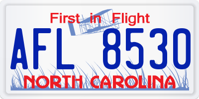 NC license plate AFL8530