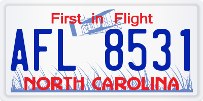 NC license plate AFL8531