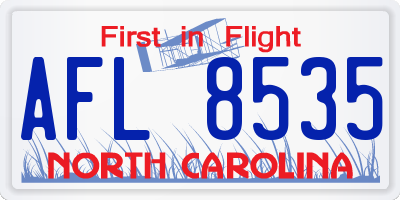 NC license plate AFL8535