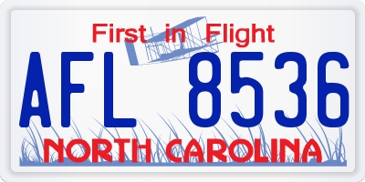 NC license plate AFL8536