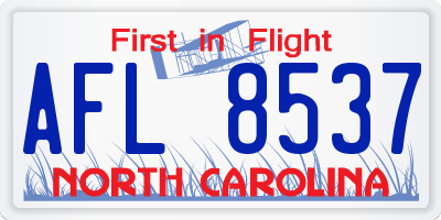 NC license plate AFL8537