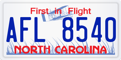 NC license plate AFL8540