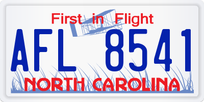 NC license plate AFL8541