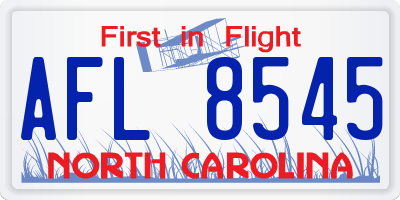 NC license plate AFL8545