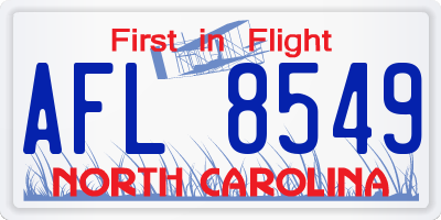 NC license plate AFL8549