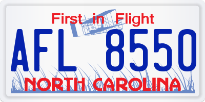 NC license plate AFL8550