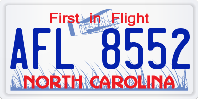 NC license plate AFL8552