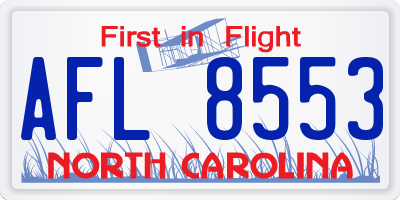 NC license plate AFL8553