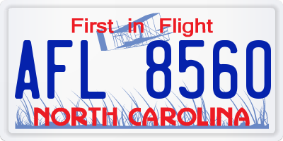 NC license plate AFL8560