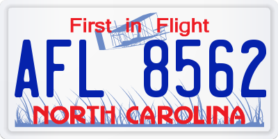 NC license plate AFL8562