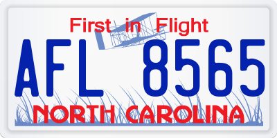 NC license plate AFL8565