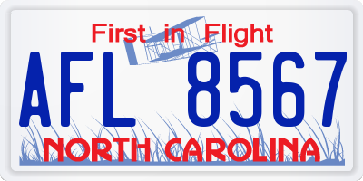 NC license plate AFL8567