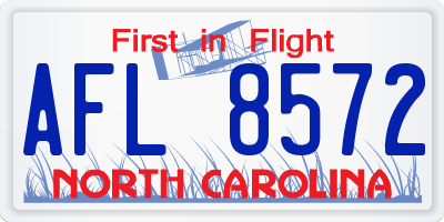 NC license plate AFL8572