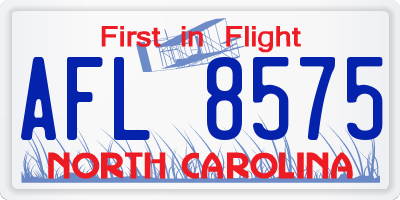 NC license plate AFL8575